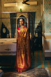 Pure Kanjivaram Saree with Golden Zari Weaving - House of Surya